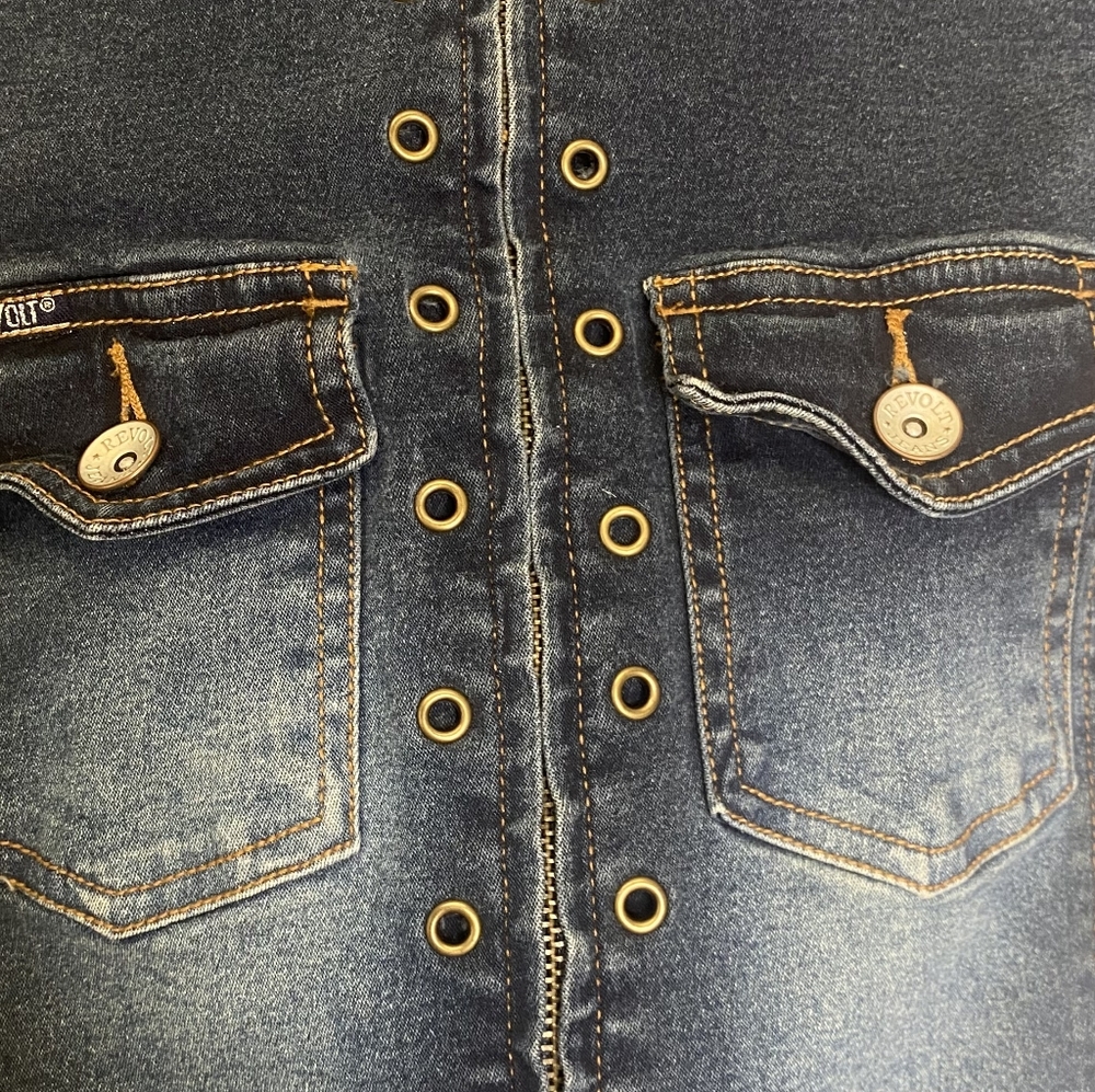 Vintage 90's Dark Wash Denim Jeans Jumpsuit - Picture 6 of 8
